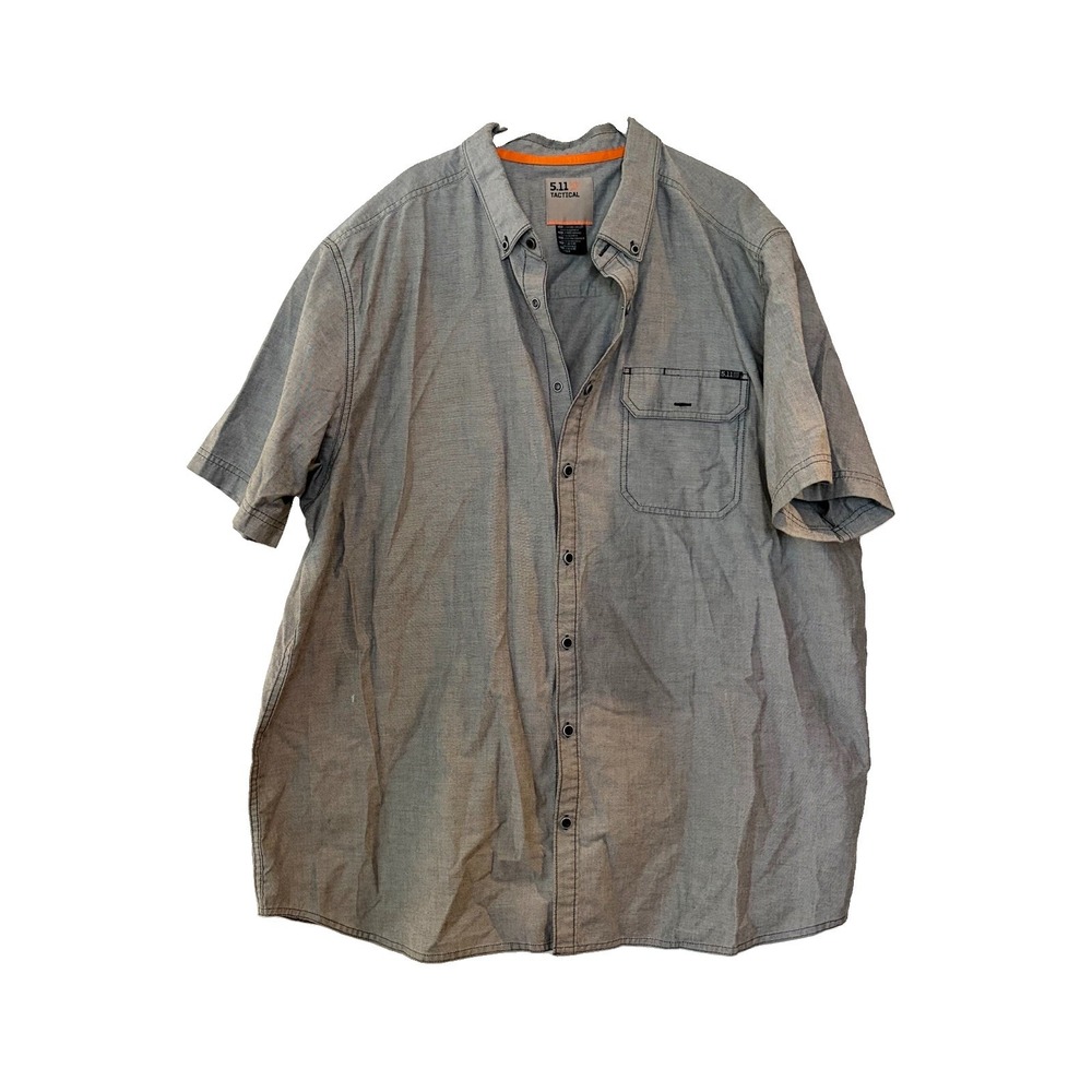 5.11 Tactical Mens 2XL Gray Vented Short Sleeve Button Up Utility Shirt Pockets